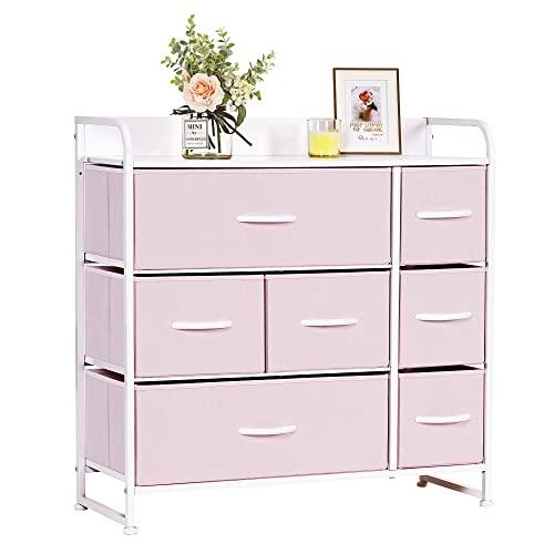 LYNCOHOME ピンク 収納 チェスト タンス 布製 引き出し 衣類収納 リビング収納 転倒防止...
