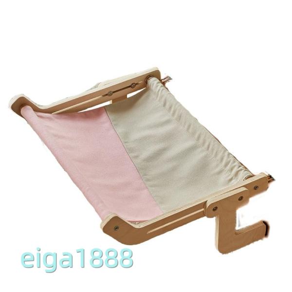 猫用ハンモック 木製吊り下げ式 チェック柄 室内用ベッド 簡単組立 取り外し可能