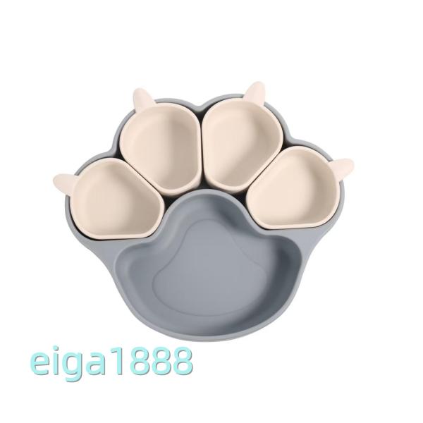 ベビー食器セット 離乳食プレート+吸盤ボウル 猫の爪デザイン BPAフリー 食品級シリコン 吸盤固定...