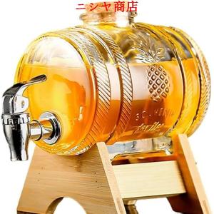 冷水ポット、ドリンクフルーツティーガラス、うワイン樽1L、3Lガラス クリア バケツ ミニ樽 醸造 ワインサーバー 貯蔵用 ブランデー ウィスキー テキーラ ビール