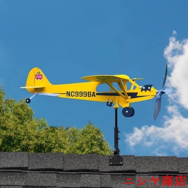 風向計 飛行機 かざぐるま 飛行機ウェザーベーン 金属鉄航空機モデリング風車 屋外装飾用風向計 風見...