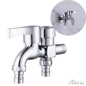 蛇口 洗濯機 二股蛇口 2口水栓 合金 二口横水栓 G1 / 2in 表面処理
