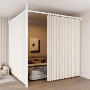 突っ張り パーテーション 部屋 仕切り （幅90-410cm 奥行90-410cm 高さ210-310cm） カーテン付きX2 断熱防寒 アコーディオンカーテン 遮光 調節可能 伸縮可能