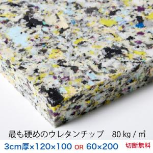 3センチ厚×120×100または60×200 ほどよく硬いウレタンチップ　切断無料 CH404　80kg/立方メートル 92円/リットル｜eigekai-shop