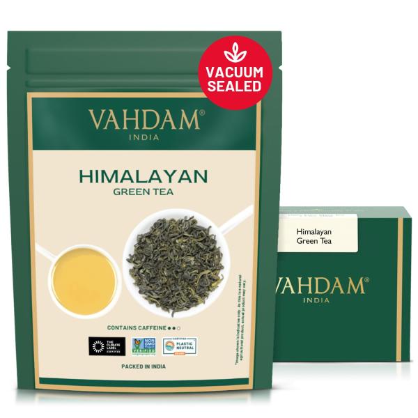 VAHDAM ヒマラヤ産の緑茶（50杯）、100％ナチュラル、強力な抗酸化剤、ホットティー、アイステ...