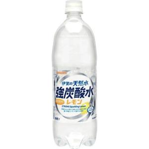 サンガリア 伊賀の天然水 強炭酸水 レモン PET 1L×12本入