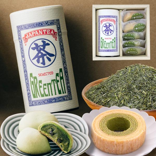 お茶 お菓子 ギフト 茶缶 茶葉 蘭字 JAPANTEA（茶） 上級深むし茶 150g入り 八女茶饅...