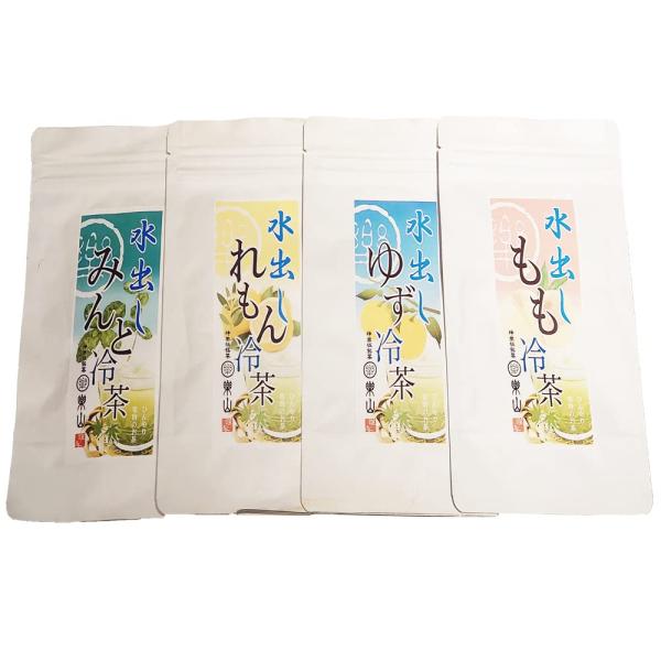 【神楽坂銘茶楽山】日本茶冷煎茶ティーバッグ４種類セット【水出しもも冷茶4ｇ×10ｐ】【水出しゆず冷茶...