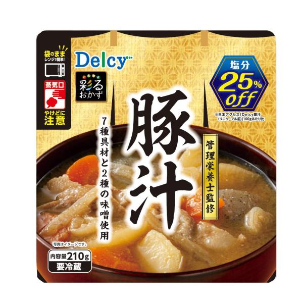 【冷蔵】Delcy 豚汁 210g×4個 レトルト 味噌汁 白味噌 惣菜 おかず 電子レンジ パウチ...