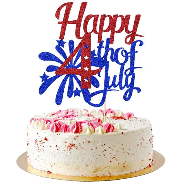 AROKIPPRY ハッピーバースデーケーキトッパー 花火 独立記念日 ケーキピック アメリカの愛国...