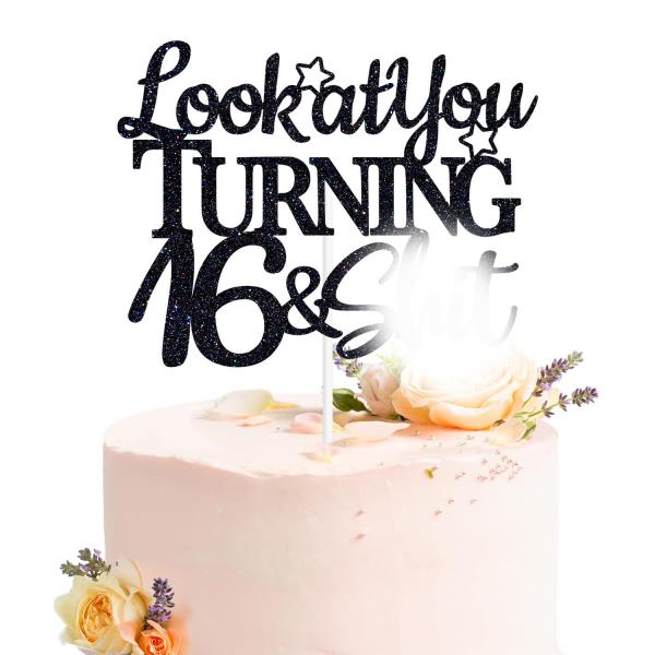 Look at You Turning 16 &amp; Shit ケーキトッパー、Hello 16/Che...