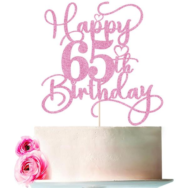 Bejotaa ピンク Happy 65th Birthday ケーキトッパー 1個 誕生日/記念日...