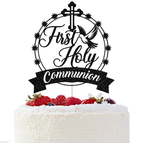 最初の聖体拝領ケーキトッパー、洗礼ケーキデコレーション、神の祝福、結婚式の洗礼式洗礼式ベビーシャワー...