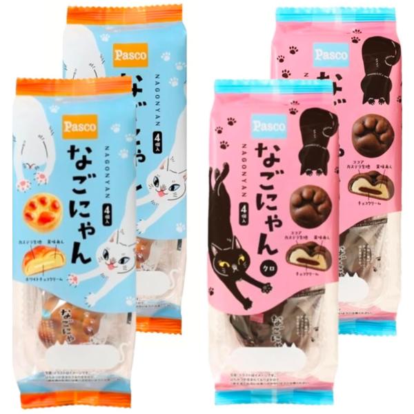 食べ比べお菓子 ご当地 Pasco なごにゃん 4個入×2パック なごにゃんクロ4個入×2パック な...