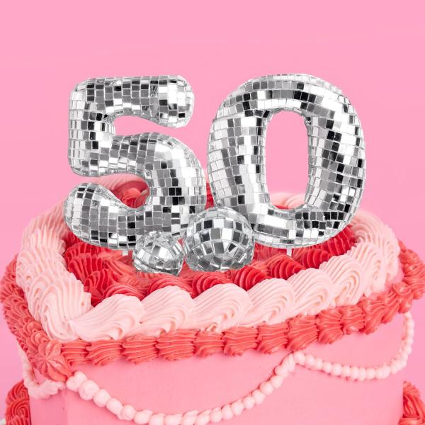 xo, Fetti 50歳の誕生日ディスコケーキトッパー - 6個 | グルーヴィーな誕生日パーティ...