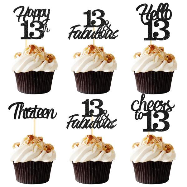 Sotpot 30個パック 13歳の誕生日 カップケーキトッパー Hello 13 Cheers t...