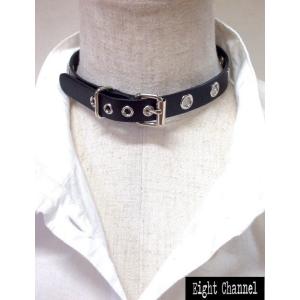 チョーカー パンク ロック ベルトバックル 本革 レザー 黒 シルバー ブラック PUNK ROCK V系 バンギャ ゴスロリ ゴスパンク ゴシック V系｜EIGHT CHANNEL