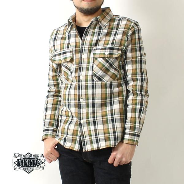 エイトジー ネルシャツ 2023秋冬 新作 メンズ 日本製 シャツ 長袖 アメカジ ワークシャツ チ...