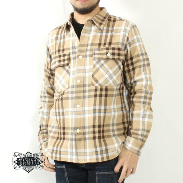 エイトジー ネルシャツ 厚手 2024秋冬 新作 メンズ 日本製 長袖 アメカジ ワークシャツ フラ...