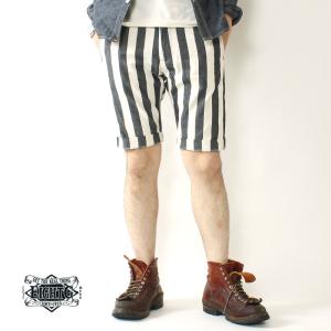 エイトジー ショートパンツ メンズ ストライプ 2023春夏 新作 日本製 ハーフパンツ トアメカジ おしゃれ 大人 EIGHT-G 10oz MARINE STRIPE SHORT PANTS 8SP-14｜eightg