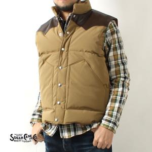 シュガーケーン ダウンベスト 2023秋冬 再入荷 SC15222 SUGAR CANE LEATHER YOKE T/C DOWN VEST 東洋エンタープライズ レザーヨークダウンベスト アウター｜eightg