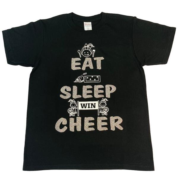 チア Tシャツ EAT-SLEEP-CHEER キッズ ジュニア 子供 大人 練習着 半袖 エイティ...