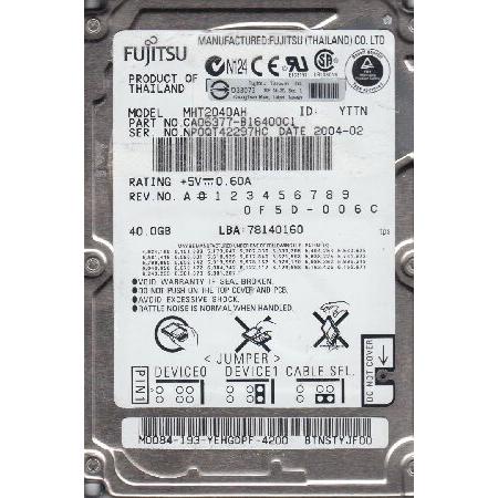 富士通 40GB 5400RPM ATA-100 2.5-inch Internal Hard Dr...