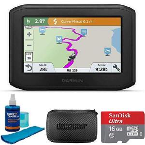 Garmin Zumo 396LMT-S Motorcycle GPS Navigator Bundle with GPS, Hard EVA Case, MicroSD HC 16GB C10 U1 with SD Adapter and Screen Cleaner