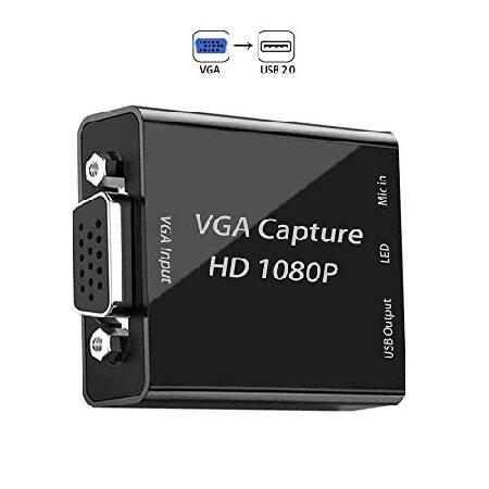 VGAキャプチャカード VGA - USBキャプチャデバイス マイク入力付き フルHD 1080Pビ...