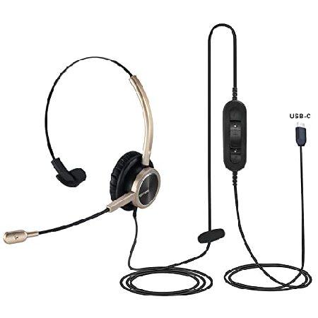 USB Type C Headset with Noise-Canceling Microphone...