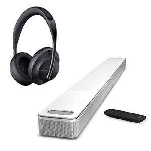 Bose Smart Soundbar 900, White Headphones 700 Noise Cancelling Bluetooth Headphones, Triple Black