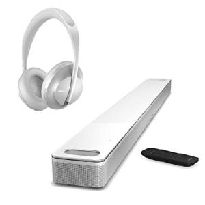 Bose Smart Soundbar 900, White Headphones 700 Noise Cancelling Bluetooth Headphones, Luxe Silver