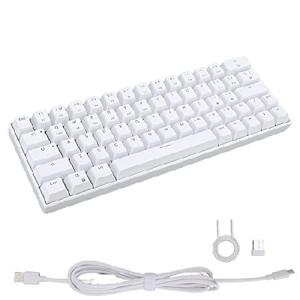 Mechanical Keyboard, 64 Keys Wireless 2.4G BT3.0 5.0 White Keyboard, Type C Wired Connection Ergonomic Design Bluetooth Connection Mechanical Keyboard｜eightimportstore