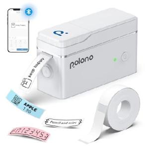 POLONO Label Maker Machine with Tape, Portable Bluetooth Printer, Small Smart Phone Handheld Sticker Mini Labeler Multiple Templates Font Icon Easy to｜eightimportstore