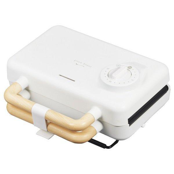 グリーンハウス GH-HOTSB-WH ホットプレート機能搭載 2枚焼きホットサンドメーカー ホワイ...