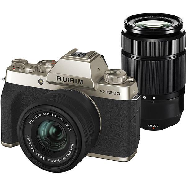 富士フイルム FUJIFILM X-T200 ダブルズームレンズキット シャンパンゴールド 新品 送...