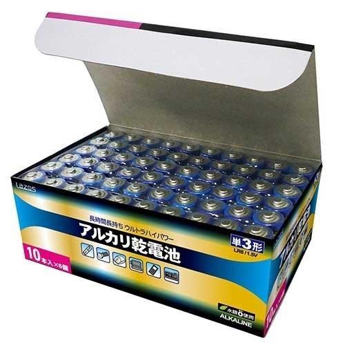 2箱 120本 Lazos リーダーメディアテクノ 単3アルカリ乾電池 B-LA-T3X10 新品 ...
