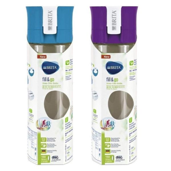 BRITA ブリタ 携帯用浄水器 フィル＆ゴー 600mlボトル カートリッジ 4個付き ブルー＆パ...