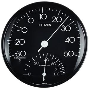 シチズン 9CZ057-002 温度計 湿度計 アナログ 掛け タイプ TM109 黒 CITIZE...