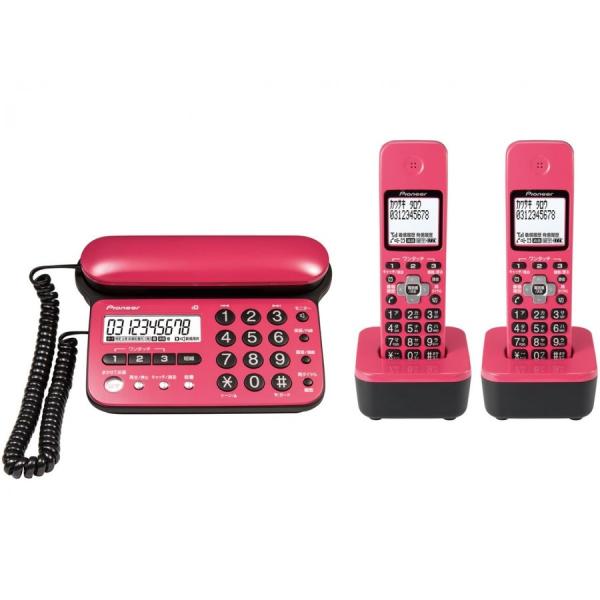 パイオニア PIONEER TF-SD15W-CP コードレス留守番電話機 子機2台付 チェリーピン...