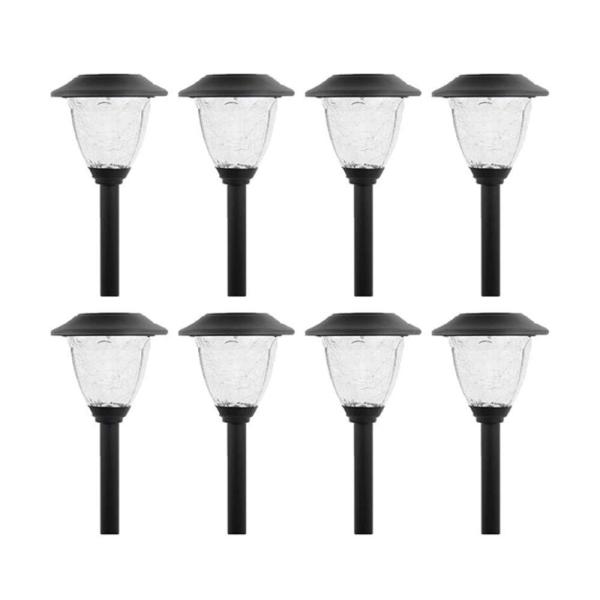 LED ソーラーライト スティック型 8本セット 電源不要 夜間自動点灯 新品 送料無料