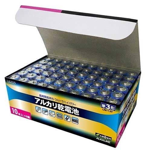 2箱 120本 Lazos リーダーメディアテクノ 単3アルカリ乾電池 B-LA-T3X10 新品 ...