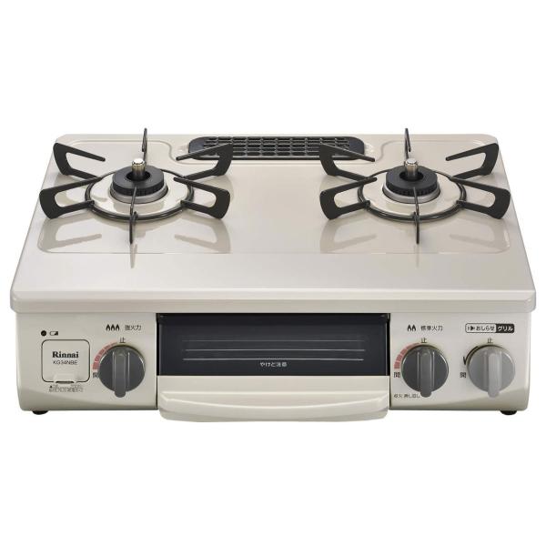 リンナイ Rinnai KG34NBEL LP ガステーブル 56cm幅 クリームベージュ 左強火力...