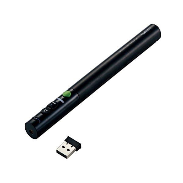 エレコム ELP-GL10PBK 緑色レーザーポインター プレゼンター機能有り 単機能 ブラック  ...