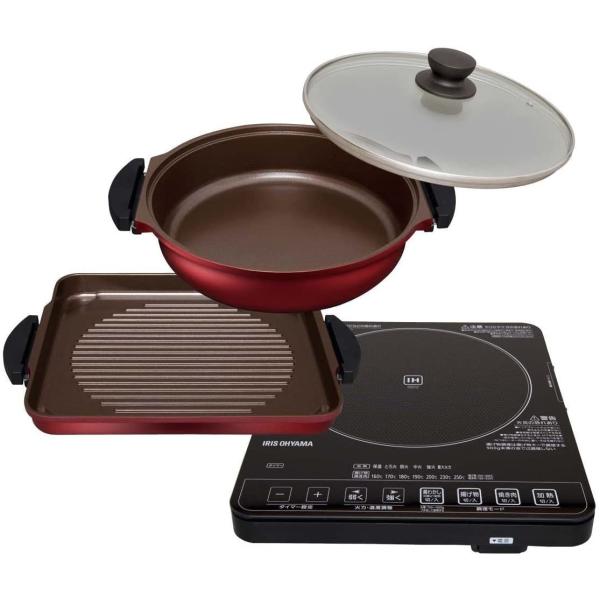 アイリスオーヤマ IHC-T51S-B IHクッキングヒーター 焼き肉プレート・鍋セット ブラック