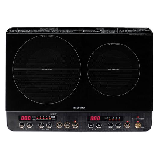 アイリスオーヤマ IHK-WKT2-B IHクッキングヒーター 2口 100V ブラック 新品 送料...