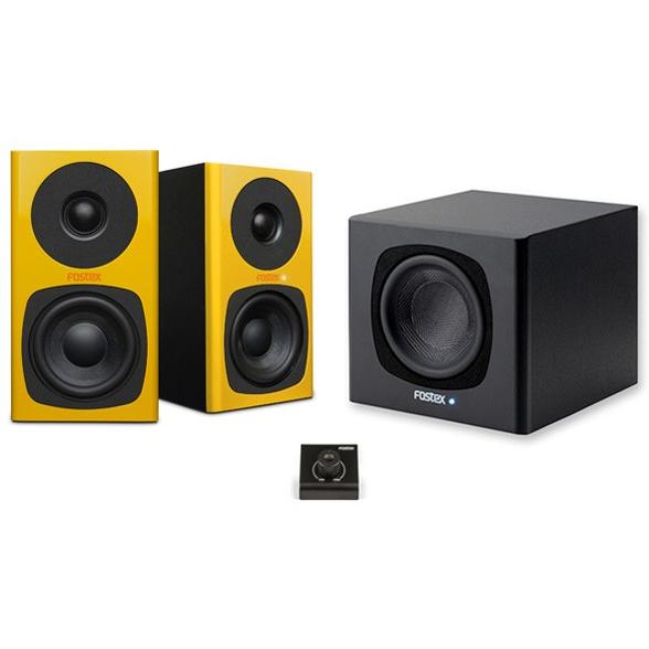 FOSTEX フォステクス 2.1ch ハイクオリティー スピーカーセット HQ-3 マスタードイエ...