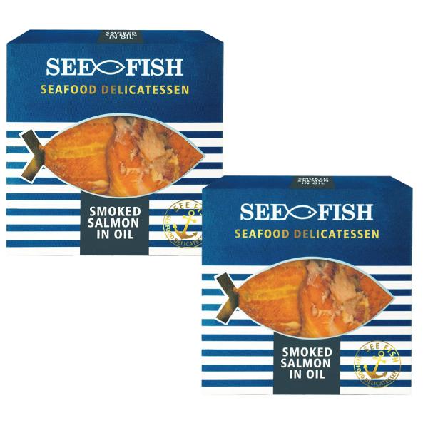 nakato(ナカトウ) SEEFISH スモークサーモンインオイル缶詰 2個セット