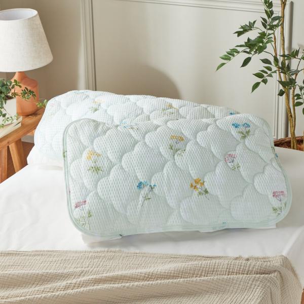 【新品未使用】OTSUKERI 大津毛織 やわらか・爽やか 綿混リップル 枕パッド 2枚組 リーフグ...