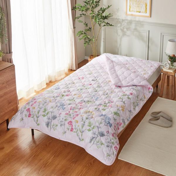 【新品未使用】大津毛織 やわらか・爽やか 綿混リップル キルトケット＆ 敷きパッドセット ＜セミダブ...